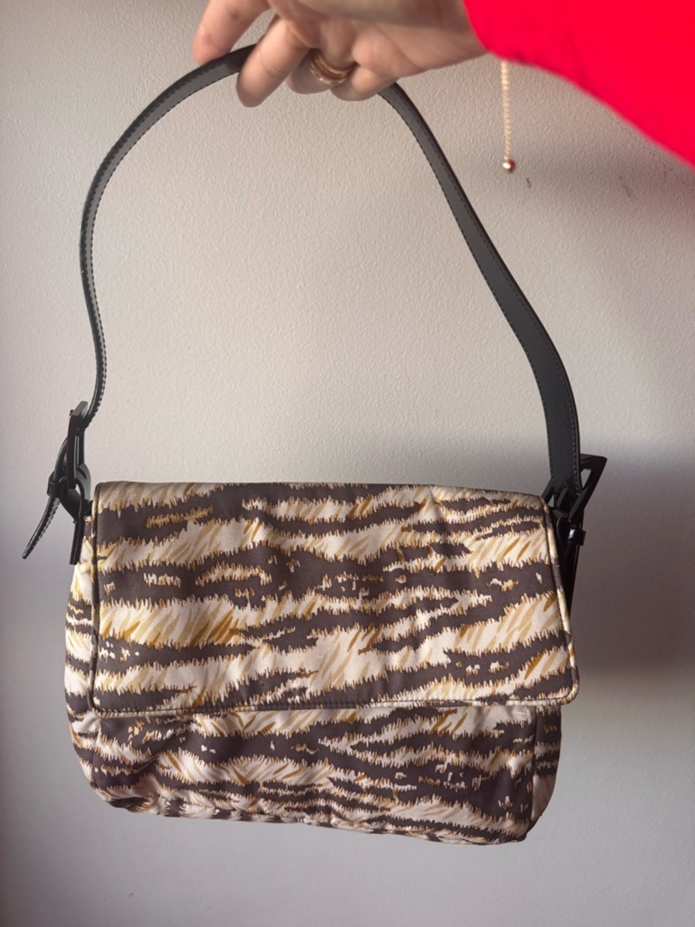 Dolce & Gabbana Brown, Cream & Gold Patterned Shoulder Bag